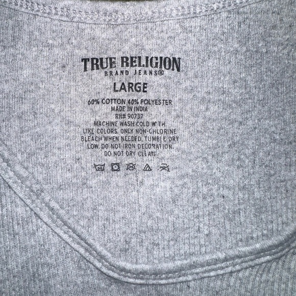 True Religion Men's Grey Ribbed Tank - Size L - Picture 3 of 8